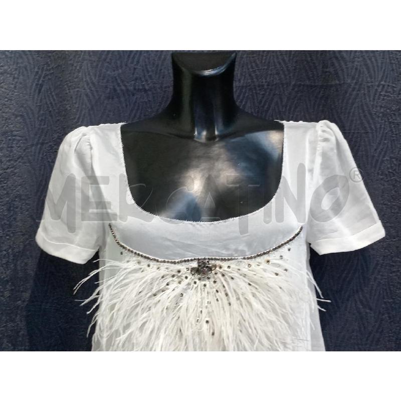 BLUSA DONNA TWIN SET BIANCA CON PIUME DAVANTI | Mercatino dell'Usato Moncalieri bengasi 3