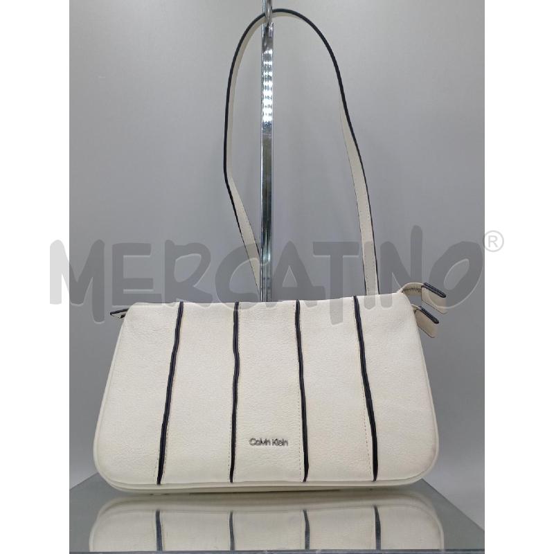BORSA DONNA CALVIN KLEIN BIANCA RIGHE NERE | Mercatino dell'Usato Moncalieri bengasi 1