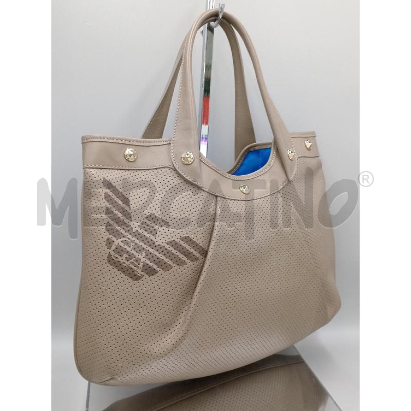 BORSA DONNA EMPORIO ARMANI GRIGIA TRAFORATA CON LOGO  | Mercatino dell'Usato Moncalieri bengasi 1