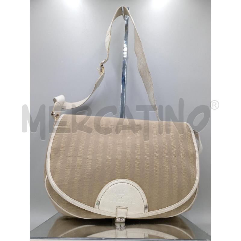 BORSA DONNA LACOSTE MARRONE INSERTI BIANCHI TRACOLLA | Mercatino dell'Usato Moncalieri bengasi 1