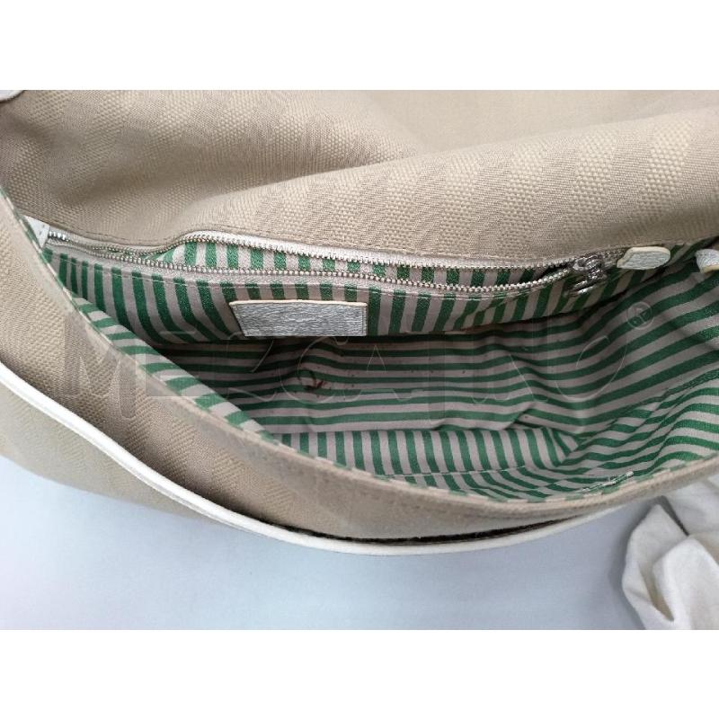 BORSA DONNA LACOSTE MARRONE INSERTI BIANCHI TRACOLLA | Mercatino dell'Usato Moncalieri bengasi 5