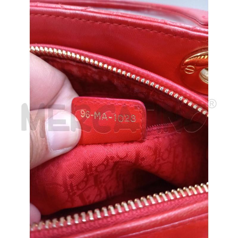BORSA DONNA LADY DIOR MEDIA ROSSA INSERTI METALLO DORATO | Mercatino dell'Usato Moncalieri bengasi 3