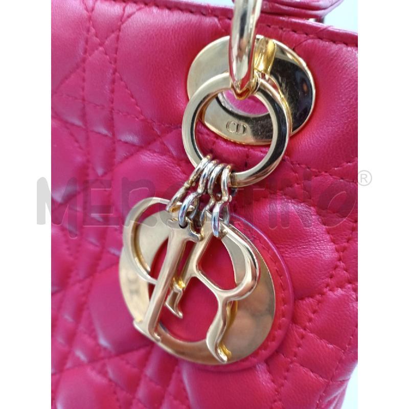 BORSA DONNA LADY DIOR MEDIA ROSSA INSERTI METALLO DORATO | Mercatino dell'Usato Moncalieri bengasi 4
