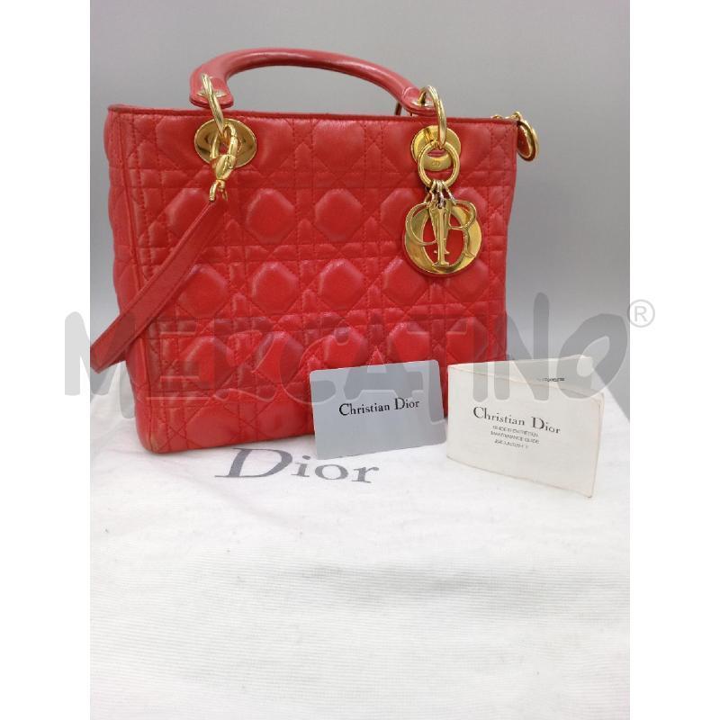BORSA DONNA LADY DIOR MEDIA ROSSA INSERTI METALLO DORATO | Mercatino dell'Usato Moncalieri bengasi 5
