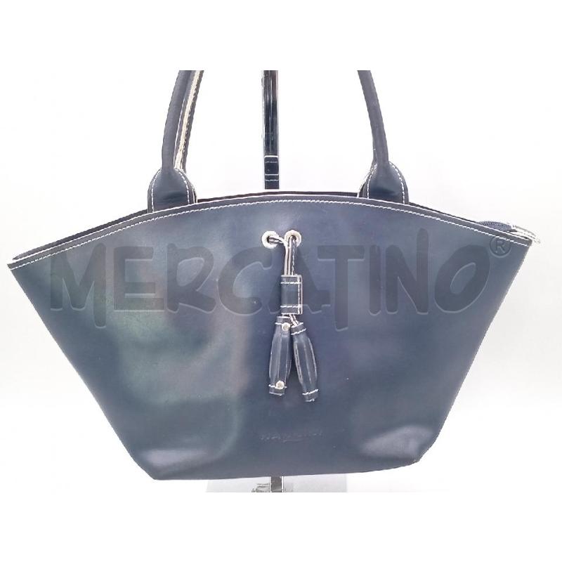BORSA DONNA NANNINI BLU A MANO PROFILI BIANCHI | Mercatino dell'Usato Moncalieri bengasi 1