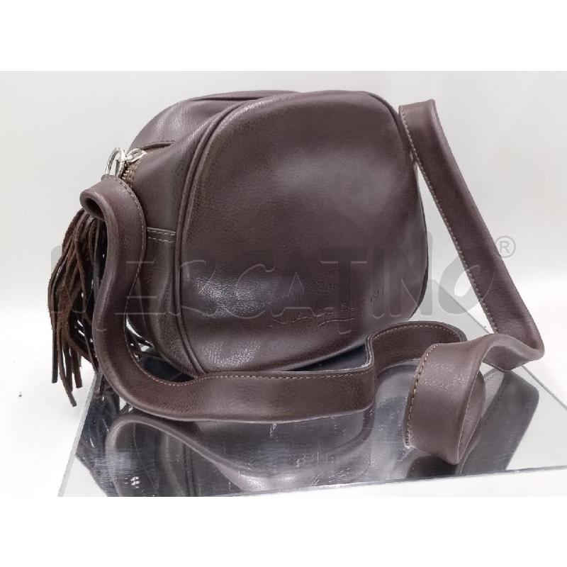 BORSA DONNA NANNINI MARRONE PELLE CON NAPPINA CHIUSURA  | Mercatino dell'Usato Moncalieri bengasi 1