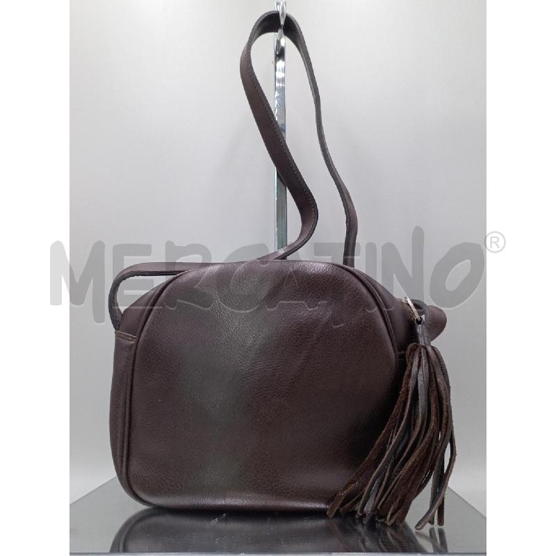BORSA DONNA NANNINI MARRONE PELLE CON NAPPINA CHIUSURA  | Mercatino dell'Usato Moncalieri bengasi 2