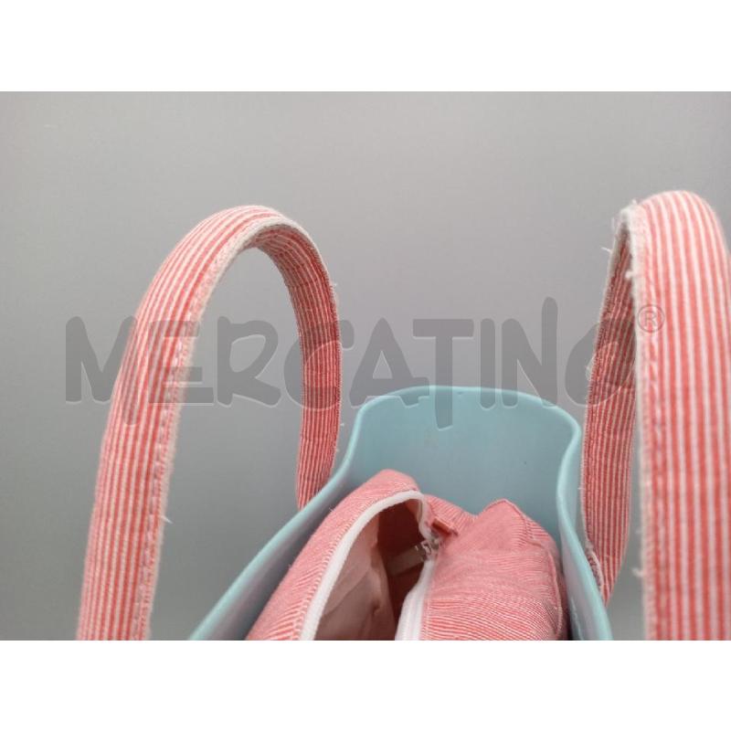BORSA DONNA O BAG AZZURRO INTERNO RIGHE ROSSO | Mercatino dell'Usato Moncalieri bengasi 5