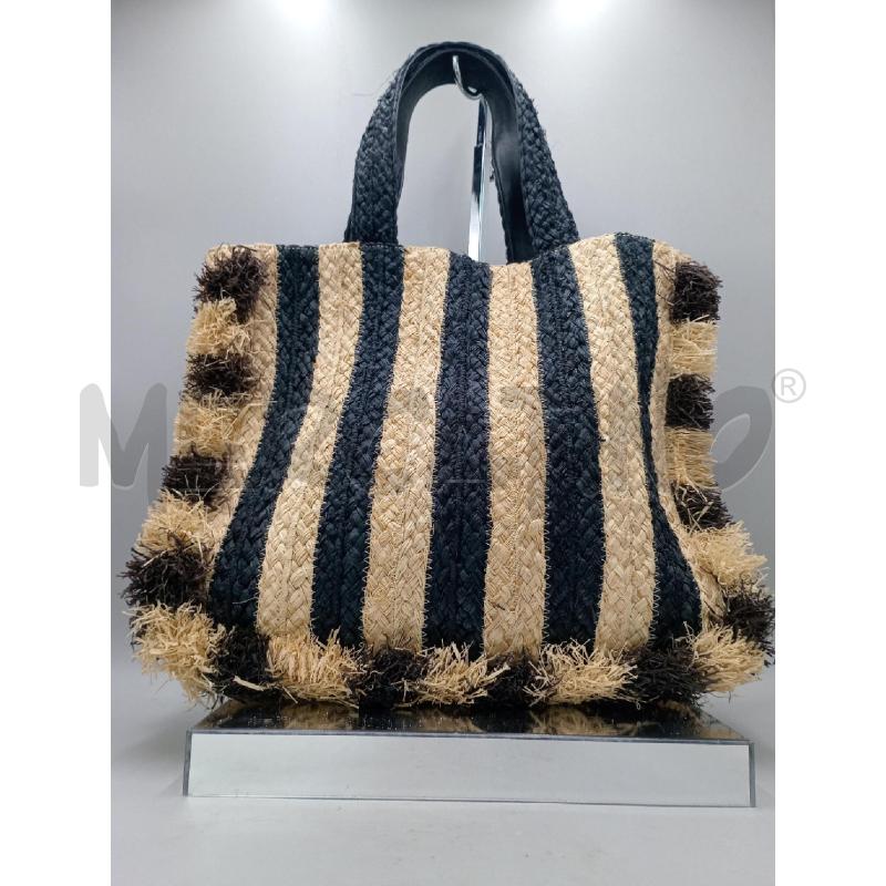 BORSA DONNA PATRIZIA PEPE MARE PAGLIA BEIGE NERO | Mercatino dell'Usato Moncalieri bengasi 2