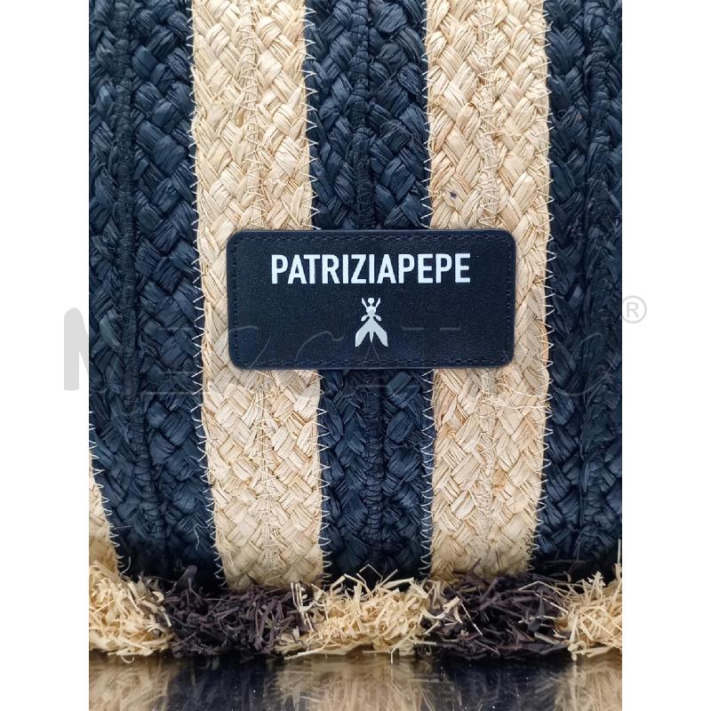 BORSA DONNA PATRIZIA PEPE MARE PAGLIA BEIGE NERO | Mercatino dell'Usato Moncalieri bengasi 4