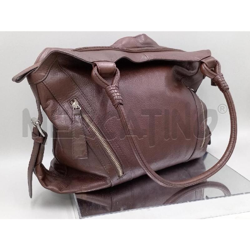 BORSA DONNA PELLE MARRONE DUE MANICI CON NCERNIERE | Mercatino dell'Usato Moncalieri bengasi 1