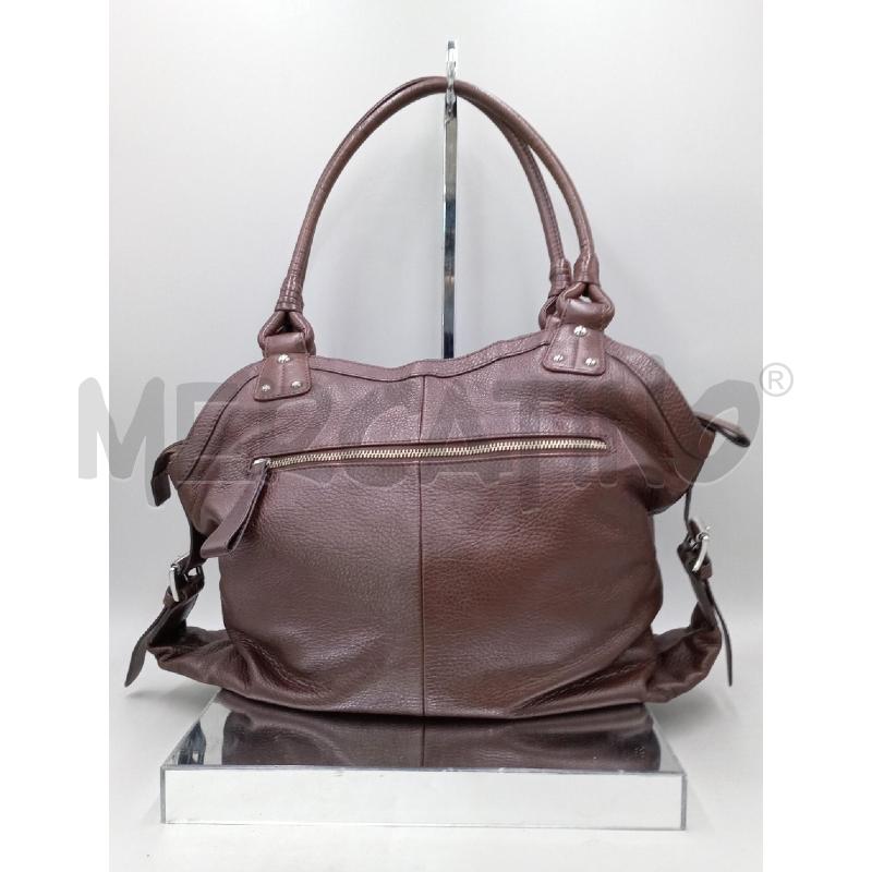 BORSA DONNA PELLE MARRONE DUE MANICI CON NCERNIERE | Mercatino dell'Usato Moncalieri bengasi 2