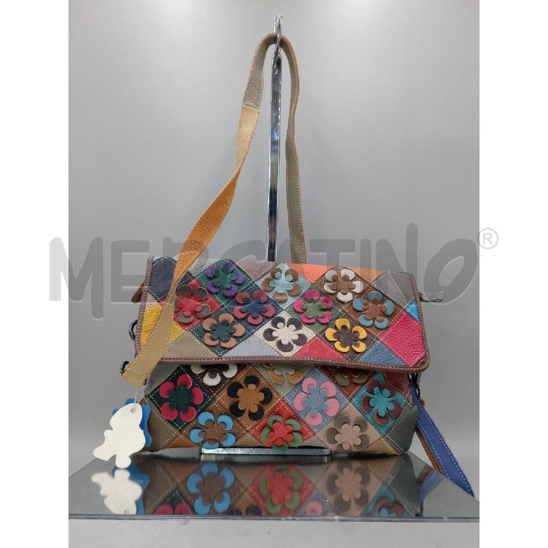 BORSA DONNA PELLE MARRONE FIORELLINI | Mercatino dell'Usato Moncalieri bengasi 1