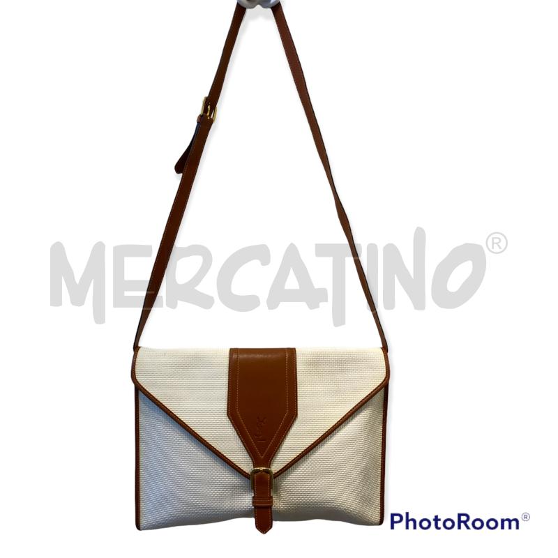 BORSA DONNA POSTINA VINTAGE BIANCHE BORDO MARRONE YSL | Mercatino  dell'Usato Moncalieri bengasi