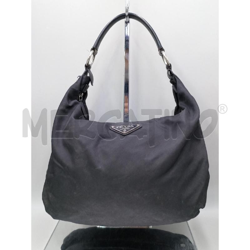 BORSA DONNA PRADA NERA TELA MANICO PELLE DA RIPULIRE | Mercatino dell'Usato Moncalieri bengasi 1