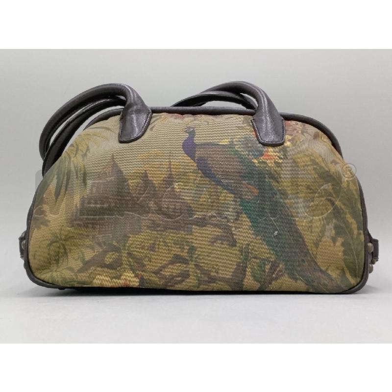 BORSA DONNA TOSCA BLU PELLE E STOFFA DISEGNO PAVONE | Mercatino dell'Usato Moncalieri bengasi 1
