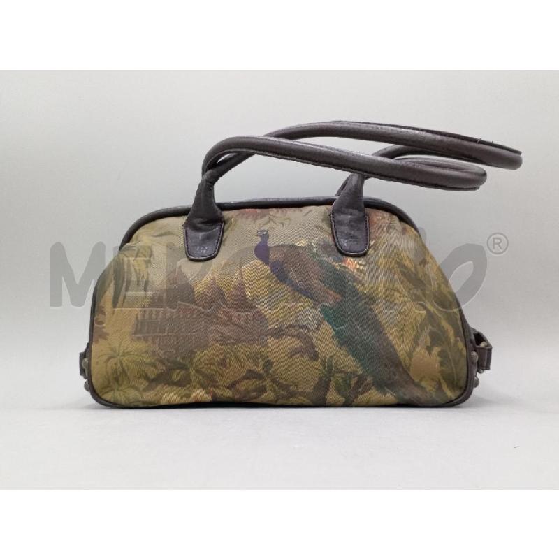 BORSA DONNA TOSCA BLU PELLE E STOFFA DISEGNO PAVONE | Mercatino dell'Usato Moncalieri bengasi 2