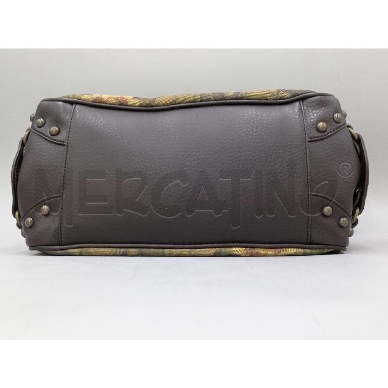 BORSA DONNA TOSCA BLU PELLE E STOFFA DISEGNO PAVONE | Mercatino dell'Usato Moncalieri bengasi 3