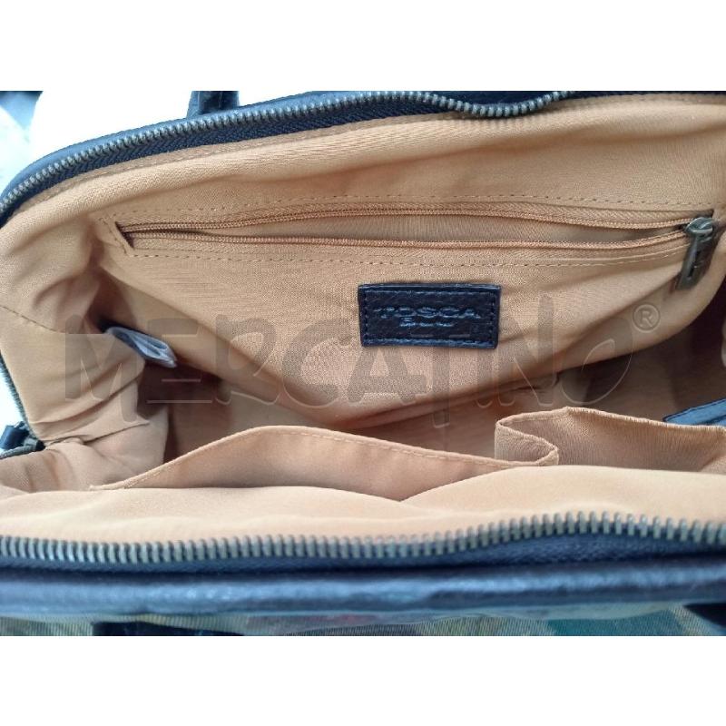 BORSA DONNA TOSCA BLU PELLE E STOFFA DISEGNO PAVONE | Mercatino dell'Usato Moncalieri bengasi 5