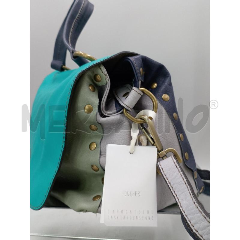 BORSA DONNA TOUCHER PELLE GRIGIO VERDE | Mercatino dell'Usato Moncalieri bengasi 4