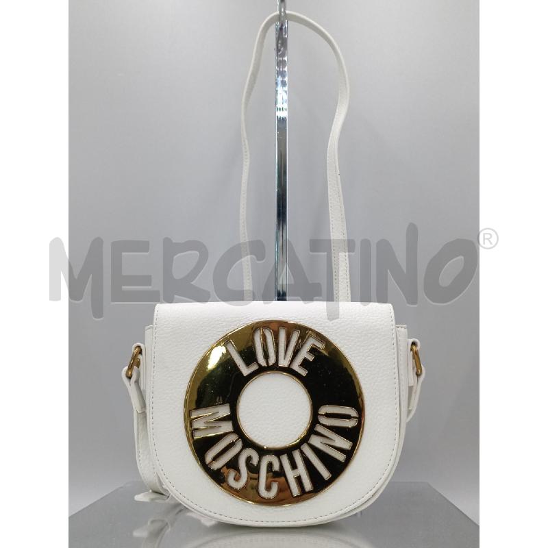 BORSA DONNA TRACOLLA MOSCHINO BIANCA LOGO DORATO | Mercatino dell'Usato Moncalieri bengasi 1