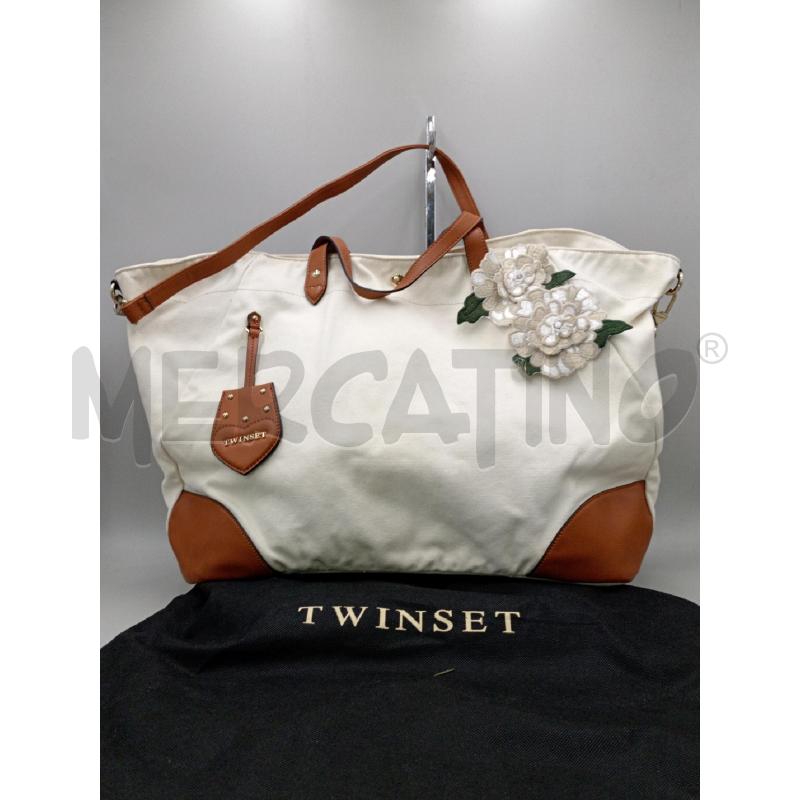 BORSA DONNA TWIN SET MARE  BIANCA CON FIORI | Mercatino dell'Usato Moncalieri bengasi 1