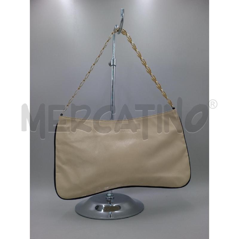 BORSA DONNA ZANASCA BEIGE CHIARO CON CATENELLA DORATA  | Mercatino dell'Usato Moncalieri bengasi 1