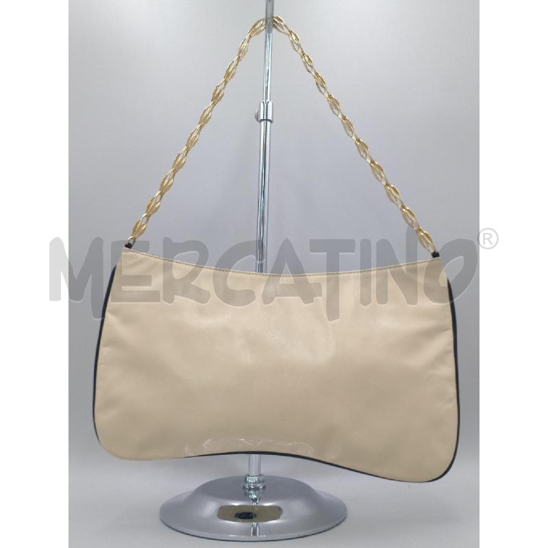BORSA DONNA ZANASCA BEIGE CHIARO CON CATENELLA DORATA  | Mercatino dell'Usato Moncalieri bengasi 2