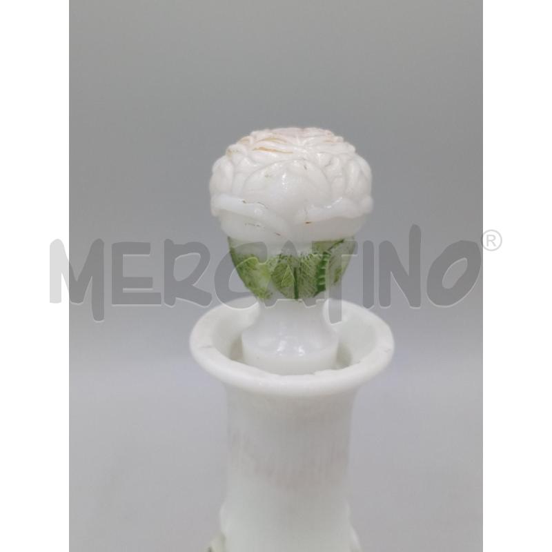 BOTTIGLIA VETRO STILE OPALINE BIANCA C/DECORO FLOREALE  | Mercatino dell'Usato Moncalieri bengasi 2