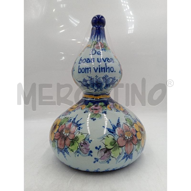 BOTTIGLIA  CERAMICA PORTOGHESE DIPINTA - DE BOAS UVAS BOM VINHO CM 30 | Mercatino dell'Usato Moncalieri bengasi 1