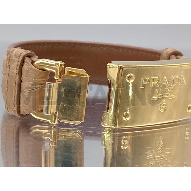 BRACCIALE PRADA PELLE MARRONE CON PLACCHETTA DORATA | Mercatino dell'Usato Moncalieri bengasi 4