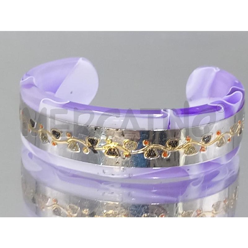 BRACCIALE RIGIDO VIOLA PLACCHETTA ARGENTATA | Mercatino dell'Usato Moncalieri bengasi 5