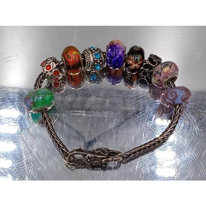 BRACCIALE TROLLBEADS ARGENTATO CON CIONDOLI | Mercatino dell'Usato Moncalieri bengasi 5