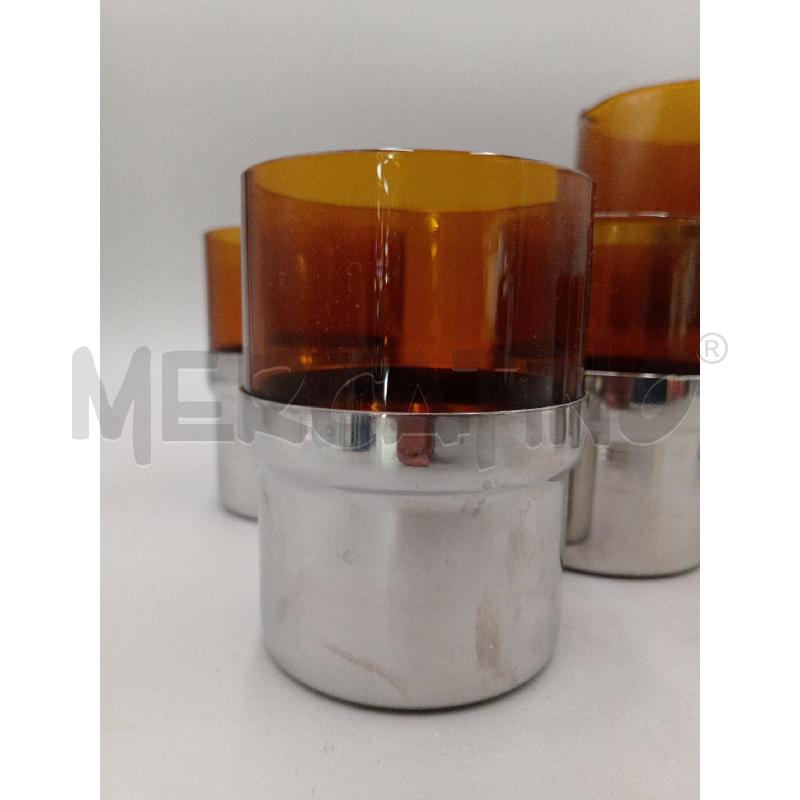 BROCCA VETRO INOX + 6 BICCHIERI ANNI 70 INOX PRAN  | Mercatino dell'Usato Moncalieri bengasi 2
