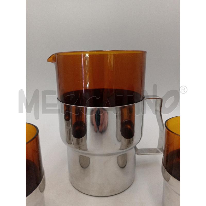 BROCCA VETRO INOX + 6 BICCHIERI ANNI 70 INOX PRAN  | Mercatino dell'Usato Moncalieri bengasi 3