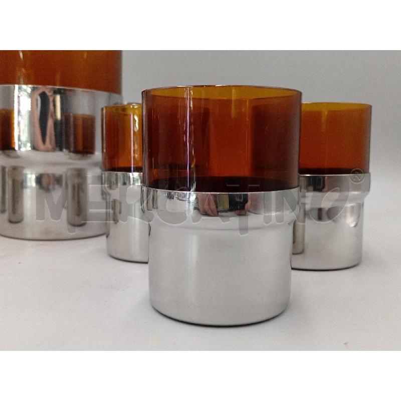 BROCCA VETRO INOX + 6 BICCHIERI ANNI 70 INOX PRAN  | Mercatino dell'Usato Moncalieri bengasi 4