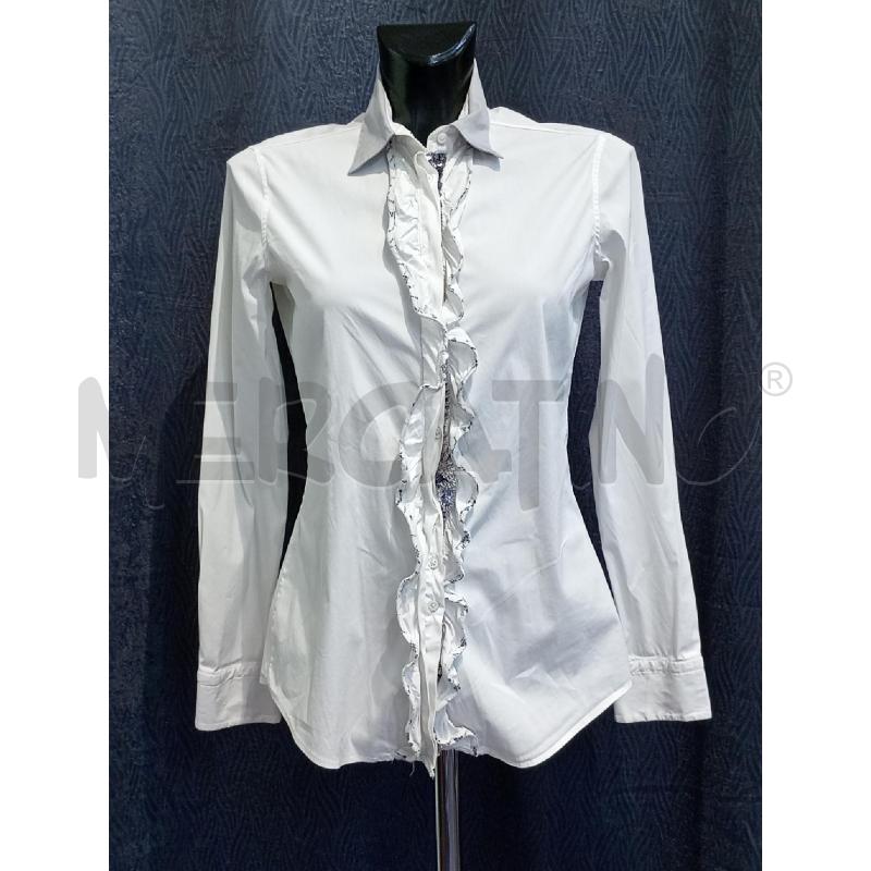 CAMICIA DONNA AGLINI BIANCA COLLO GRIGIO CON PAILLETTES | Mercatino dell'Usato Moncalieri bengasi 1