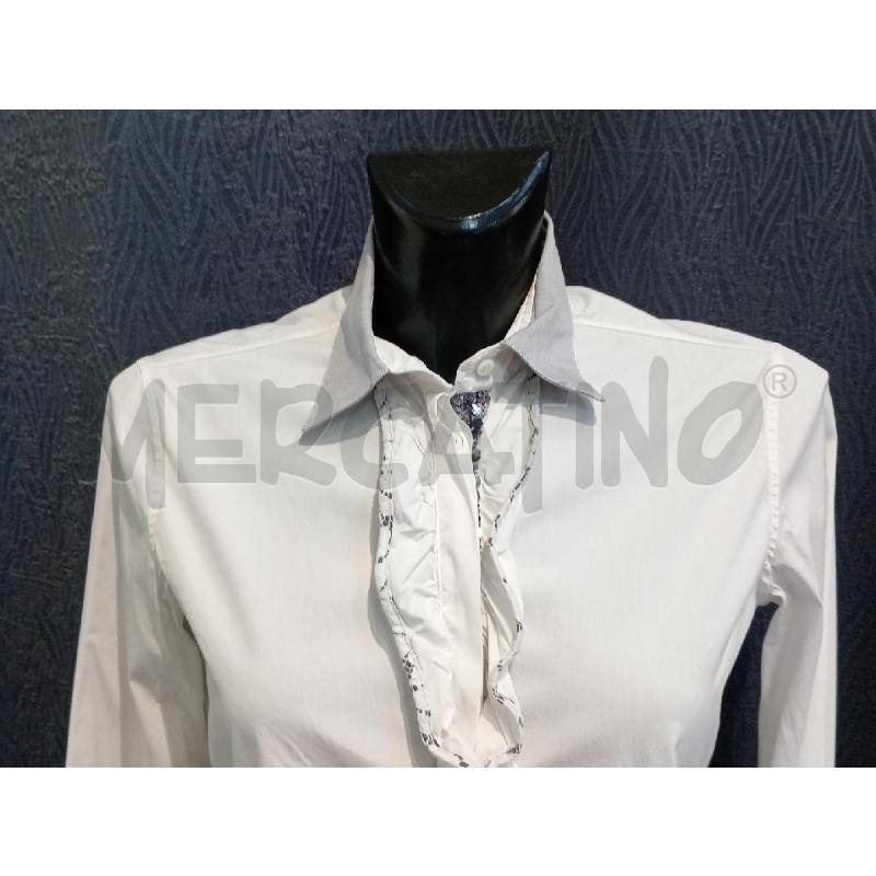 CAMICIA DONNA AGLINI BIANCA COLLO GRIGIO CON PAILLETTES | Mercatino dell'Usato Moncalieri bengasi 4