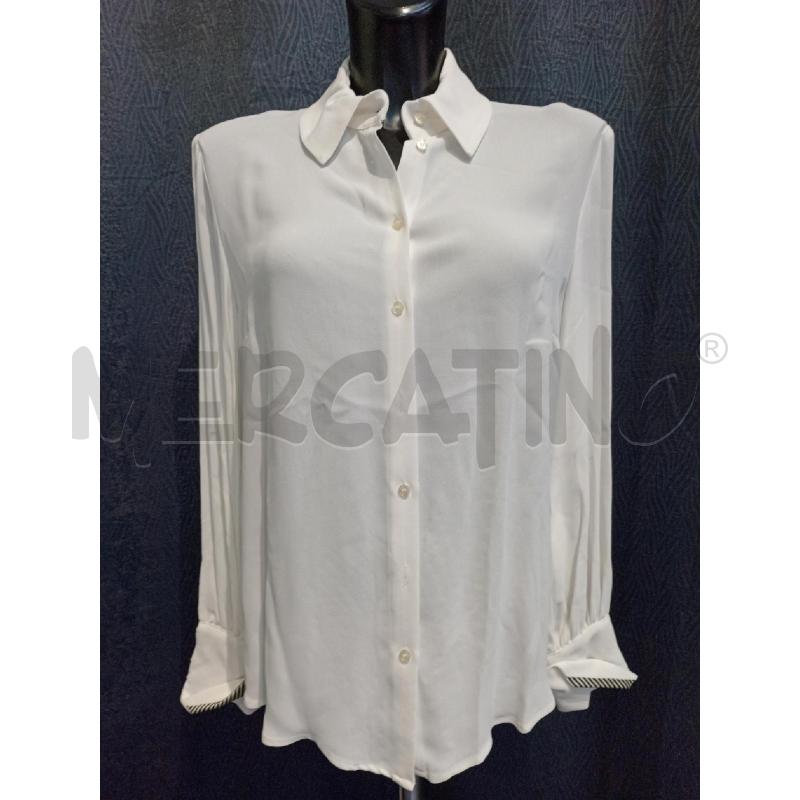 CAMICIA DONNA ELISABETTA FRANCHI PANNA POLSINI RIGHE NERE | Mercatino dell'Usato Moncalieri bengasi 1