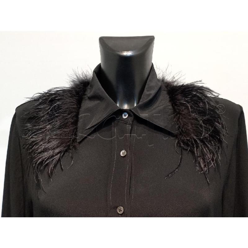 CAMICIA DONNA JUCCA NERA BORDI PIUME  | Mercatino dell'Usato Moncalieri bengasi 3