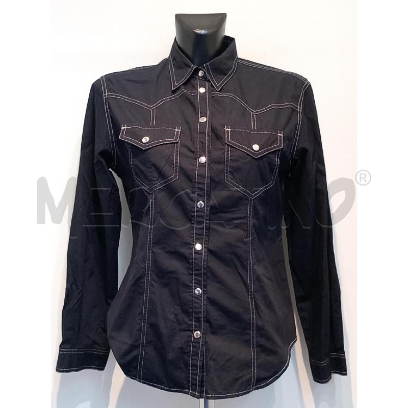 CAMICIA DONNA KRIZIA NERA NERO BORDO ARGENTATO | Mercatino dell'Usato Moncalieri bengasi 1