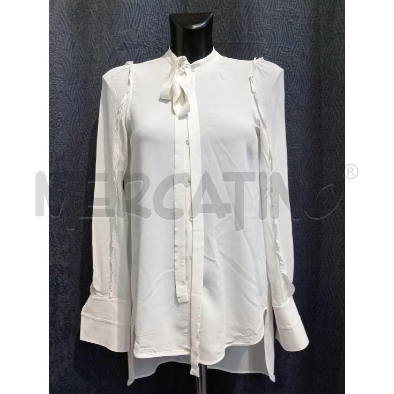 CAMICIA DONNA N'21 BIANCA MISTO SETA COLLO COREANA CON NASTRO  | Mercatino dell'Usato Moncalieri bengasi 1