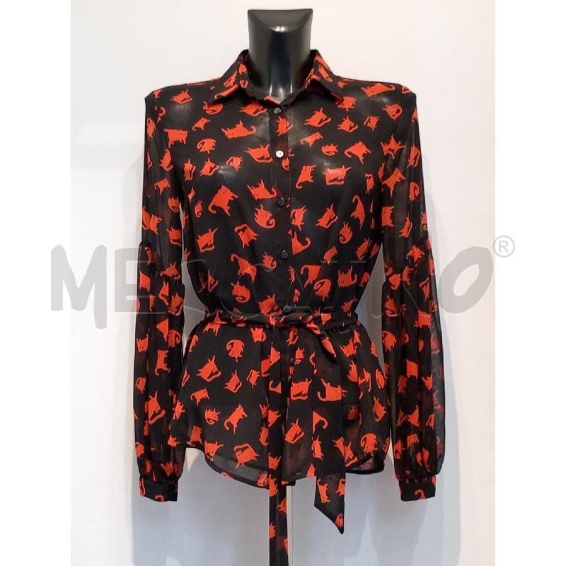 CAMICIA DONNA PINKO NERA GATTI ROSSI | Mercatino dell'Usato Moncalieri bengasi 1