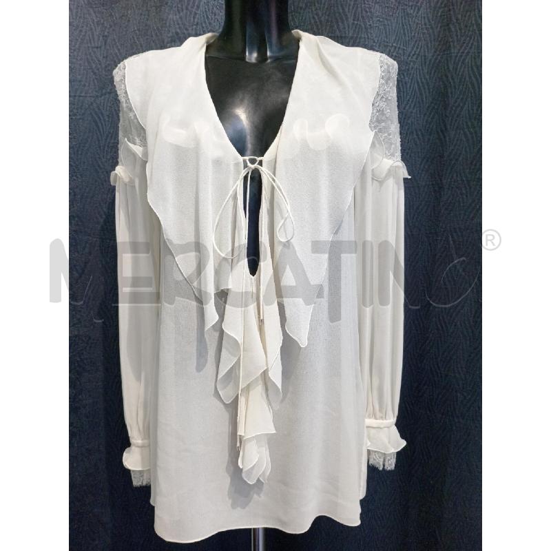 CAMICIA DONNA ROBERTO CAVALLI SETA BIANCA CON INSERTI PIZZO | Mercatino dell'Usato Moncalieri bengasi 1
