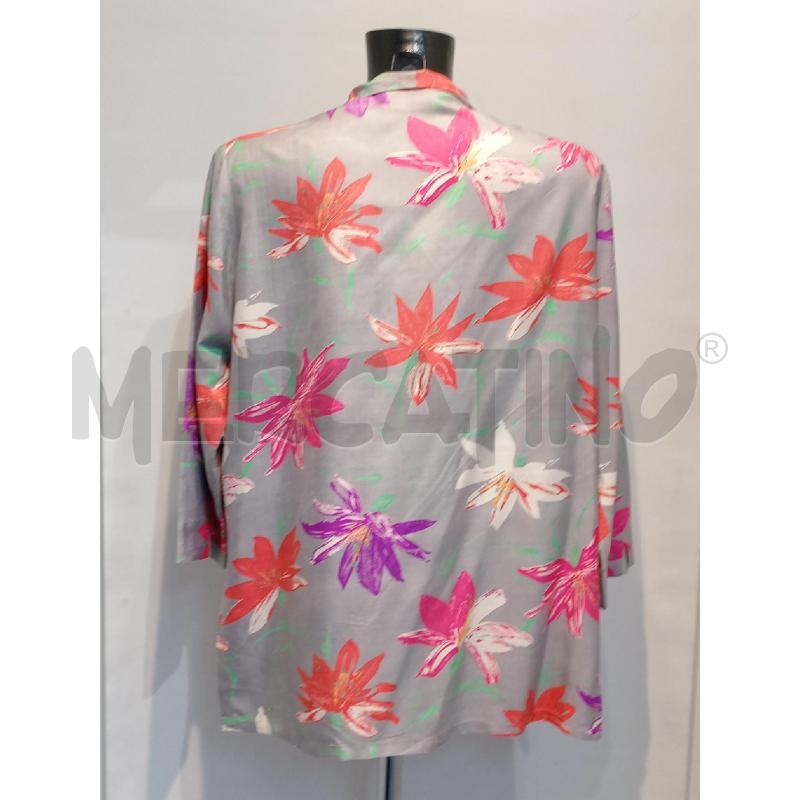 CAMICIA DONNA SPORTMAX GRIGIA CON FIORI ROSA  | Mercatino dell'Usato Moncalieri bengasi 2