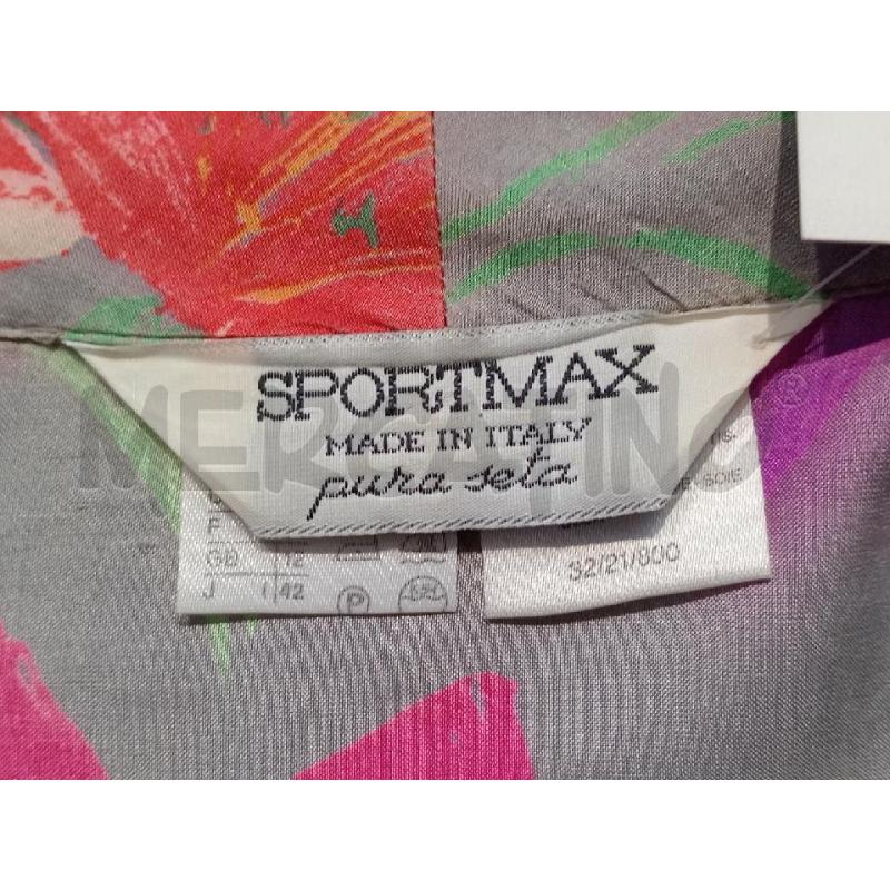CAMICIA DONNA SPORTMAX GRIGIA CON FIORI ROSA  | Mercatino dell'Usato Moncalieri bengasi 5