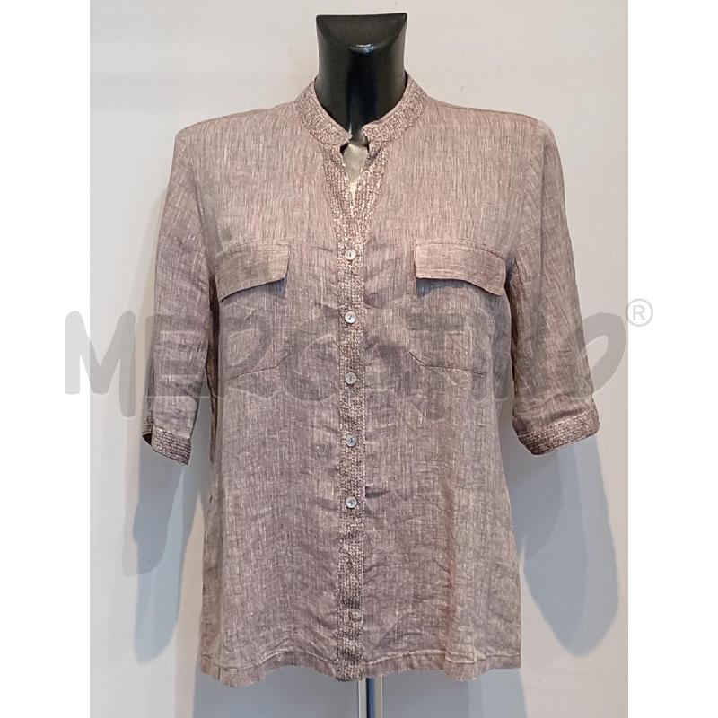 CAMICIA DONNA ZANETTI MARRONE LINO CON PAILLETTES | Mercatino dell'Usato Moncalieri bengasi 1