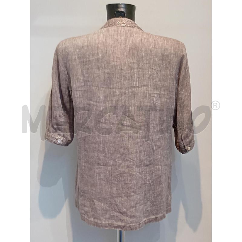 CAMICIA DONNA ZANETTI MARRONE LINO CON PAILLETTES | Mercatino dell'Usato Moncalieri bengasi 2