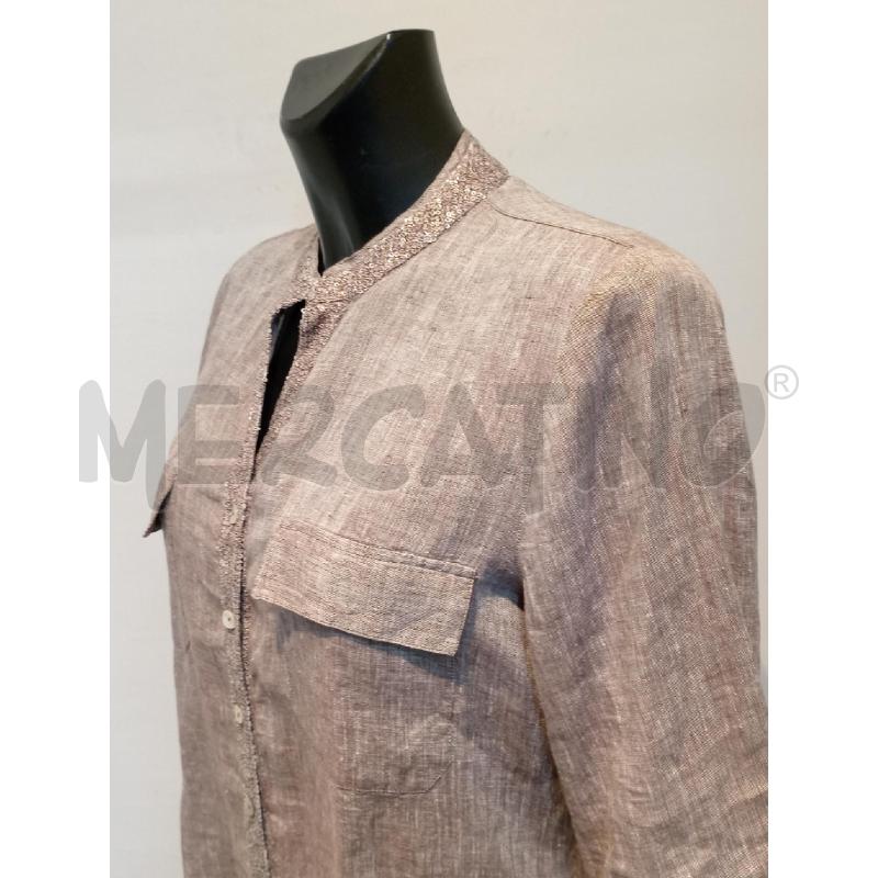 CAMICIA DONNA ZANETTI MARRONE LINO CON PAILLETTES | Mercatino dell'Usato Moncalieri bengasi 3