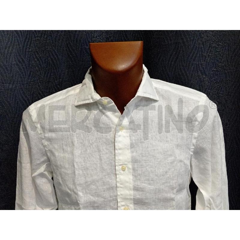 CAMICIA UOMO BOGGI MILANO BIANCA PURO LINO  | Mercatino dell'Usato Moncalieri bengasi 3